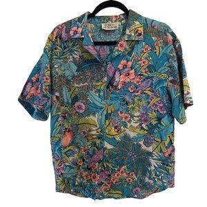 Vtg Tropical Folio By Fire Islander Hawaiian Shirt Womens Size 14 Summer Vacay